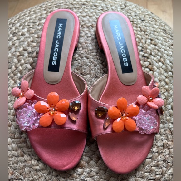 Marc Jacobs Women's Clara Embellished Slide Sandal, Salmon  11 - Picture 6 of 10